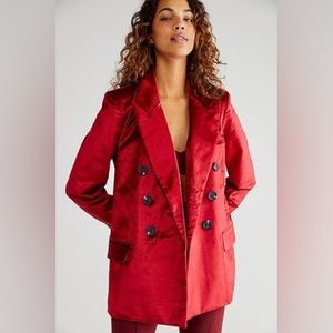 Free People Crimson Double-Breasted Blazer